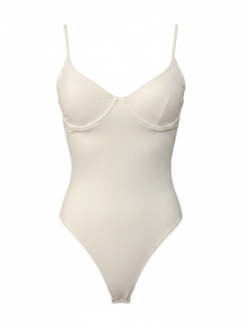 Ribbed Cream Underwire Bodysuit